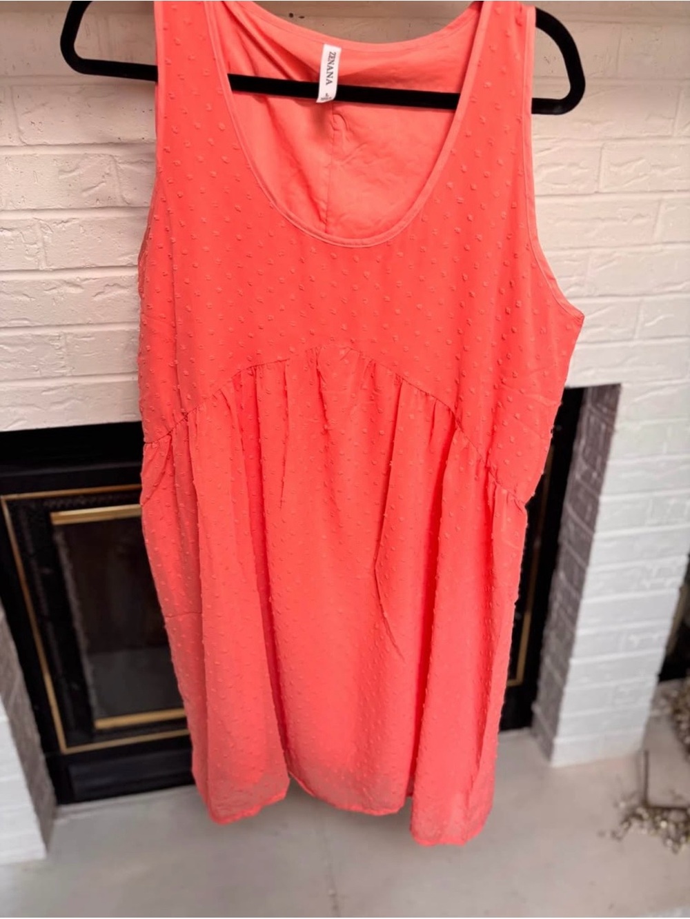 Zenana Outfitters Coral Pink Sleeveless Textured Tank Dress